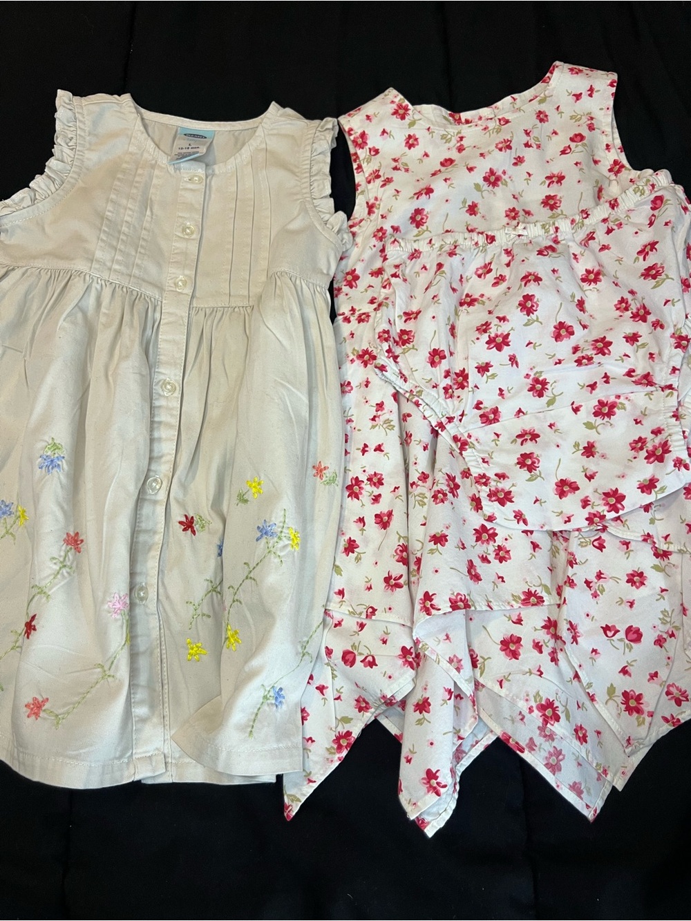 Bundle (2) GAP White Floral Dress w/matching Set, & Tan Dress w/Colorful Flowers